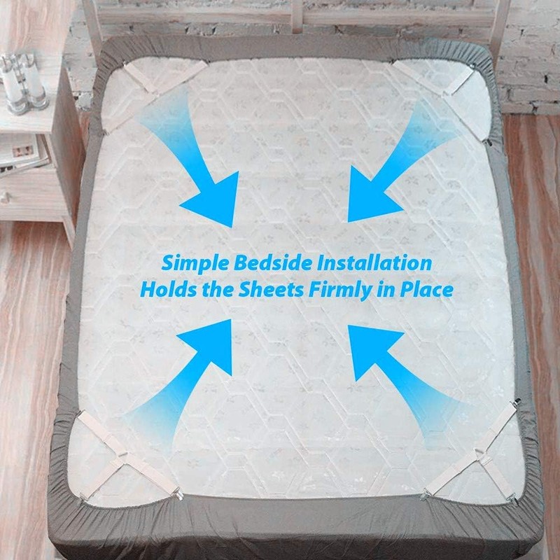 8 Piezas Sujetadores para Sábanas, Ajustables Elásticos Correas Cama Clips