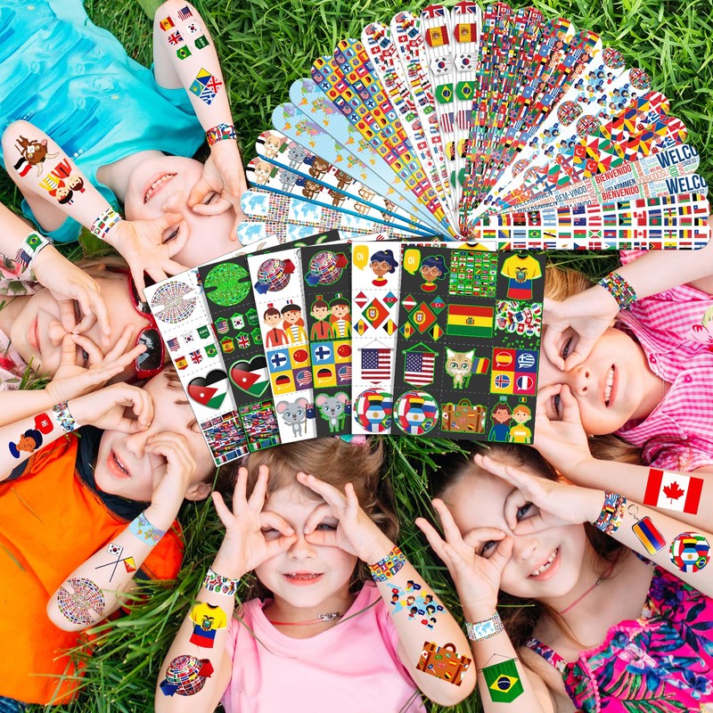 96 PCS World Flag Party Favors – 72 Pre-Cut Temporary