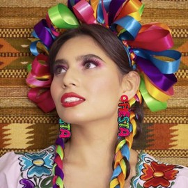 2 Pairs Mexican Earrings for Women, Beaded Fiesta Earrings Cinco De Mayo Earings Statement Piñata Sombrero Chili Earings Mexican Independence Day Earring Holiday Jewelry Gifts (Style A)