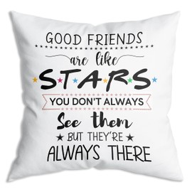 ZNGFON Good Friends are Like Stars, You Don't Always See Them, but They‘re Always There Throw Pillow Covers 18x18 Inch Christmas Birthday Friendship Gift for Friends
