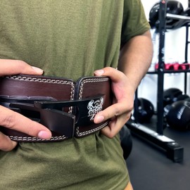 Arsa Fitness Weightlifting Adjustable Lever Belt for Men & Women Leather Weight Belt for Powerlifting Back Support Workout Deadlifts Squats 10MM Thickness 4" Width Royal Oak (MEDIUM)