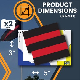 Thin Red Line Flag Adhesive Decal Stickers, 3x5 inches, 2 Pack Red and Black, in Support of Our Firefighters and Local Fire Departments, for Vehicles, Laptops, Made in USA