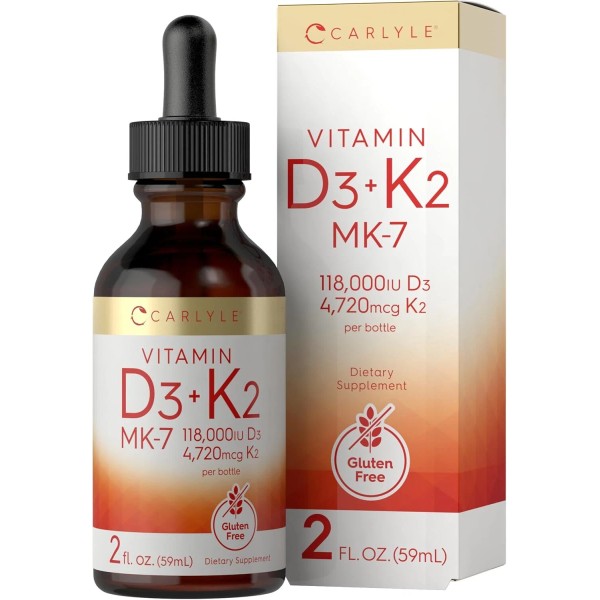 Carlyle Vitamin K2 D3 Liquid Drops 2 Fl Oz High