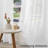 WOLTU Curtains with Ruffle Tape, Linen Look, Semi-Transparent Voile Linen