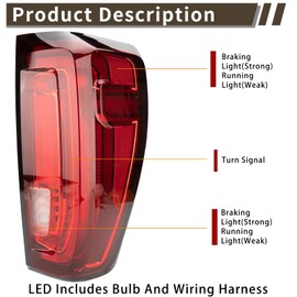 MiKaFex Tail Light Assembly Compatible With 2019-2024 GMC Sierra 1500/2500 HD/3500 HD Right Passenger Side LED Rear Brake Lamps With Bulbs and Harness Included