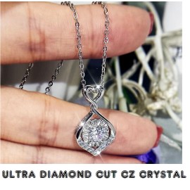 Fashion Jewelry CZ AUSTRIAN CRYSTAL INFINITY Pendant On 24" 925 Sterling Silver Necklace Women