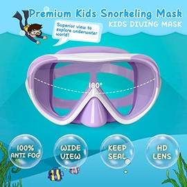 Máscara de natación para niños de 180°, máscara de buceo antivaho, anteojos de natación para niños con cubierta de nariz, anteojos de natación sin fug