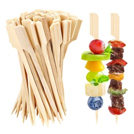 Bamboo Skewers, Flat Wooden Picks for Appetizers Toothpicks for Appetizers Bamboo Skewers for Fruit Kabobs, BBQ, Drinks, Sandwich, Food Picks (3.5 inch), 500 Pieces