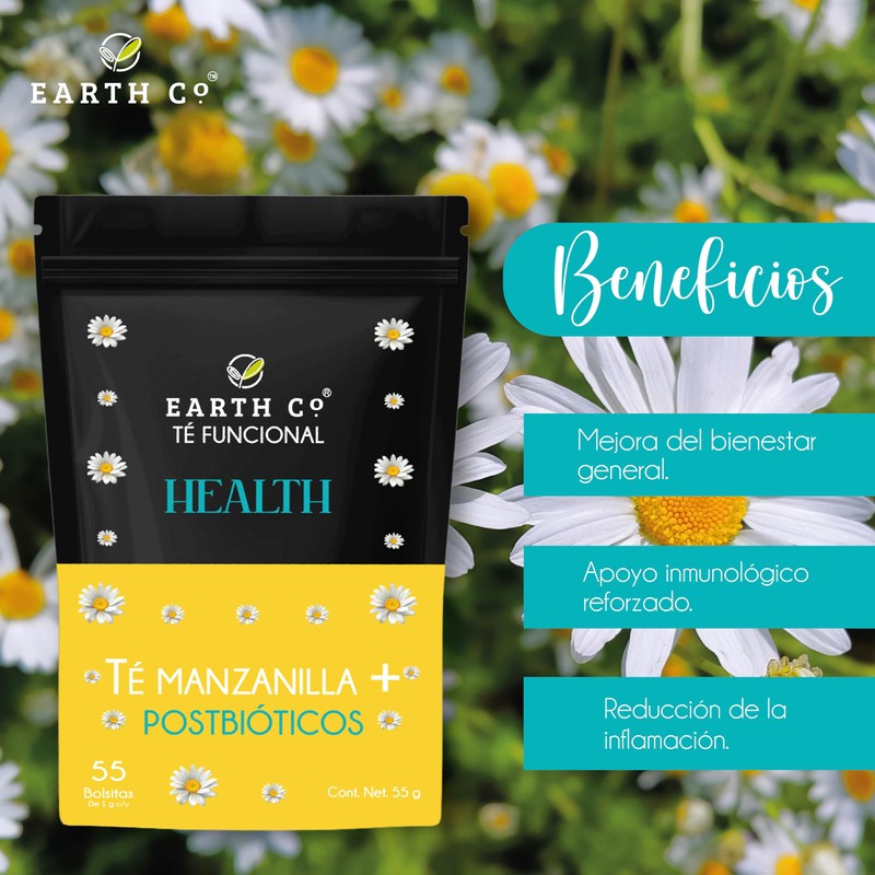 Earth Co | Té de manzanilla + Postbióticos | Digestivo
