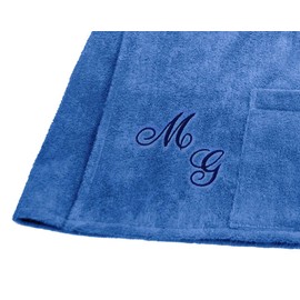 Lashuma Framsohn Sauna Towel Fun Sauna Kilt for Men, Colour Azure Blue, Embroidered with Your Desire Monogram Dark Blue