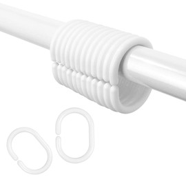 20PCS Plastic Shower Curtain Hooks Rings C Rings for Shower Rods Hanging Sliding Curtains Liner Smoothly Windows Bathroom Camper Curved Bar Bedroom Dressing Room Home Decor (White)