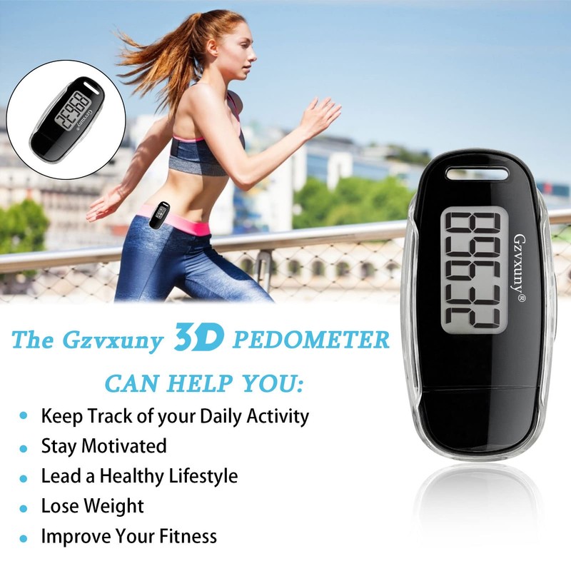 3D Walking Pedometer with Clip, Easy Activity Fitness Tracker for