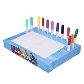 Kids Blow Pens, Blow Airbrush Pen 8 Templates Rich Color Fluorescent Colouring for Preschool (Ocean Type)