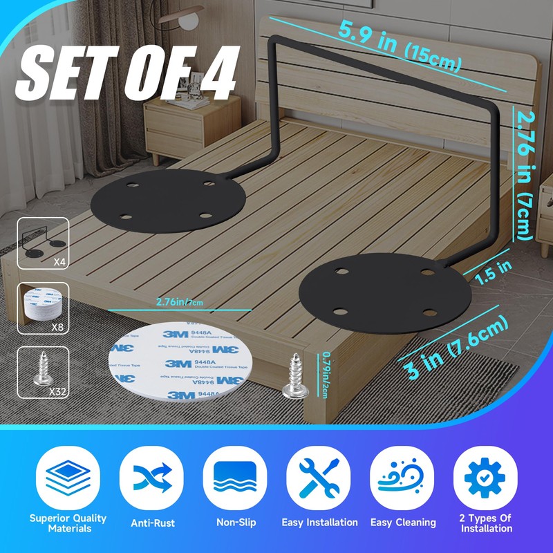 Mattress Retainer Bar for Adjustable Bed, Mattress Stoppers to Prevent