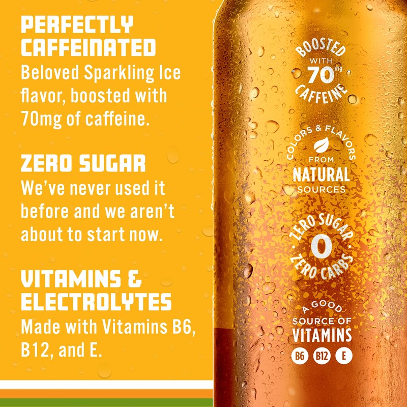 Sparkling Ice Caffeine Tea + Lemonade Sparkling Water with Caffeine,