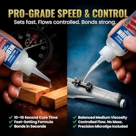 Starbond Medium Super Glue Pro Kit (2 onzas) – Pegamento CA fuerte y de unión rápida (calcomanía de cianoacrilato) – con tapa resistente a los obstrucciones, micropuntas y boquilla adicional para