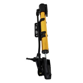 Laxzo ® Mini Bike Pump Portable Tyre Inflator Hand Pump Schrader Presta and Schrader Valve Frame Mounted for Road, Ball Pump Needle/Frame Mount Valve Gold