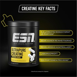 ESN Ultrapure Creatine Monohydrate, 300 Capsules, 100 Servings, Creatine Capsules, Microfine & Perfectly Soluble, Vegan, Made in Germany