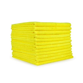 Arkwright Microfiber Cleaning Cloths - (Pack of 12) Lint & Streak-Free Drying Wash Towels, 320 GSM Super Absorbent & Quick Dry, Perfect Cleaner for Car, Glass, and Window, 12 x 12 in, Yellow