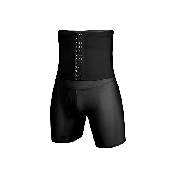 Tfscloin Men's High Waist Shapewear Adjustable Waistband Slimming Tummy Control Panties Ultra-Thin Shaper Pants(Black,M)