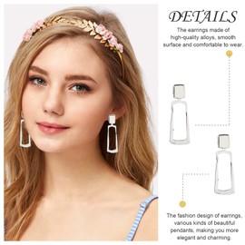 Hifot 9 Pairs Clip Earrings Set Women's Long Earrings Silver Round Geometric Pendant for Earrings Hanging Jewellery Accessories Ear Clips for Non-Pierced Earrings, Alloy Steel, No gemstone.