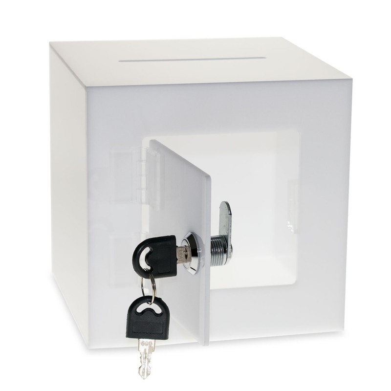 Source One Premium Acrylic Cube Donation Box with Deluxe Rear