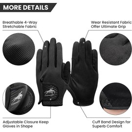 FINGER TEN Riding Gloves Women's Touchscreen Riding Gloves Adult Ladies Gloves Riding Grip Rider Cycling Gloves for Equestrian Cycling Women's Riding Gloves Sports (Dark, S)
