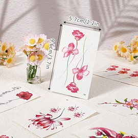 30 Sheets Flower Temporary Tattoos for Adults, Waterproof Realistic Temporary Tattoos Watercolor Long Lasting Flowers Fake Tattoo Stickers for Adult Women Girls Beauty Decoration