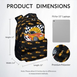 KNOWPHST School Backpack for Boys - Cool Racing Car Bookbag for Teens Kids - 17 Inch Backpacks for Primary Middle College