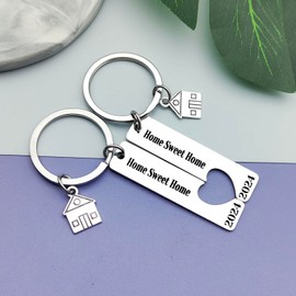 for 2024 New Home Keychain Set Housewarming Gift for New Homeowners New House Keyring Moving In New Home Gift for Couple Friends Sweet Home Jewelry for Family Coworker Real Estate Agent Closing Gift
