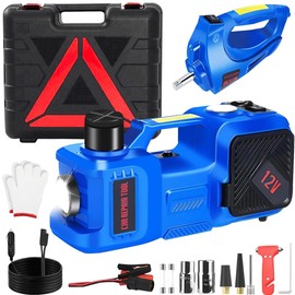 Gato Eléctrico 3 en 1 Hidráulico 5 Toneladas | Inflador Digital, Llave de Impacto 480NM, Luz LED, Kit de Emergencia, Para SUV y Sedán