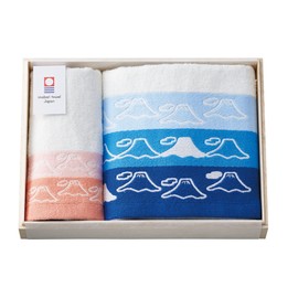 Dolce Duo FJ-1650 Imabari Towel, Face Towel & Wash Towel, Mt. Fuji (Gift Set / Wooden Box), Celebration, Household Celebration, Cheerful Celebration, Made in Japan