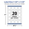 Avery Durable Waterproof Square Labels with Sure Feed, 1.5" x