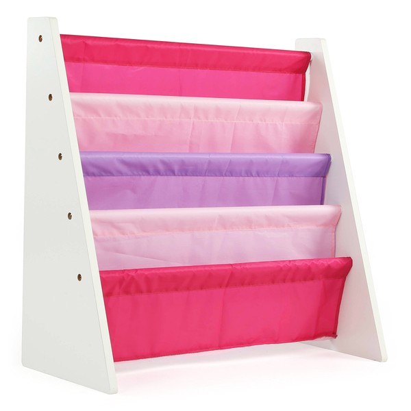 Humble Crew, White/Pink/Purple Kids Book Rack Storage Bookshelf, 4 Tiers