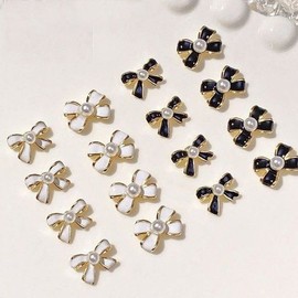 Pearl Ribbon Parts (2-Piece Pack) Frame Parts Ribbon Nails Nail Parts Nail Stones Gel Nails Ring Parts Nail Sticks Nail Frames Ribbon Nails / 진주리본파츠 2개입 프레임파츠 리본네일 네일파츠 네일스톤 젤네일 반지파츠 네일찡 네일프레임 리본네일