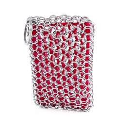 BabriInta Limpiador de hierro fundido, acero inoxidable 316 de alta calidad, juego de estropajos de hierro fundido de cadena de silicona para sartén de hierro fundido, cepillo rascador de metal para kit de herramientas de esponja de limpieza de hierro fu