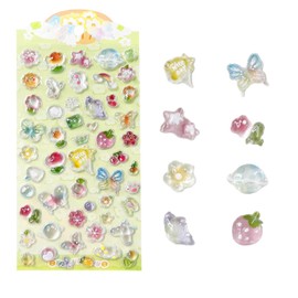 3D Cute Stickers Puffy Stickers Party Bag Filler for Party Rewarding Gifts Kawaii Sticker for Scrapbooks Planners Journals Laptops Adorable Cartoon Mini Sticker for Adult (Green)