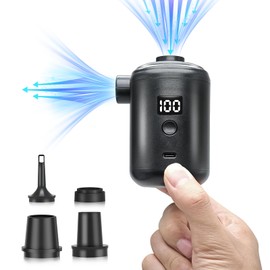 Elektrische Luftpumpe, 3600mAh USB-Ladebare Akku-Pumpe, Mini Luftpumpe Elektrisch Inflator, 280L/Min, mit 4-Düsen-Set, Digitale Akku-Anzeige, Tragbar für Luftmatratze, Schwimmring, Camping & Reisen