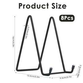 BATINO 8 Pack Plate Stands for Display, 6 Inch Plate Holder Display Stand, Metal Frame Holder Stand, Black Iron Easel Plate Holder Display Stands for Picture, Decorative Plate, Book, Photo Easel