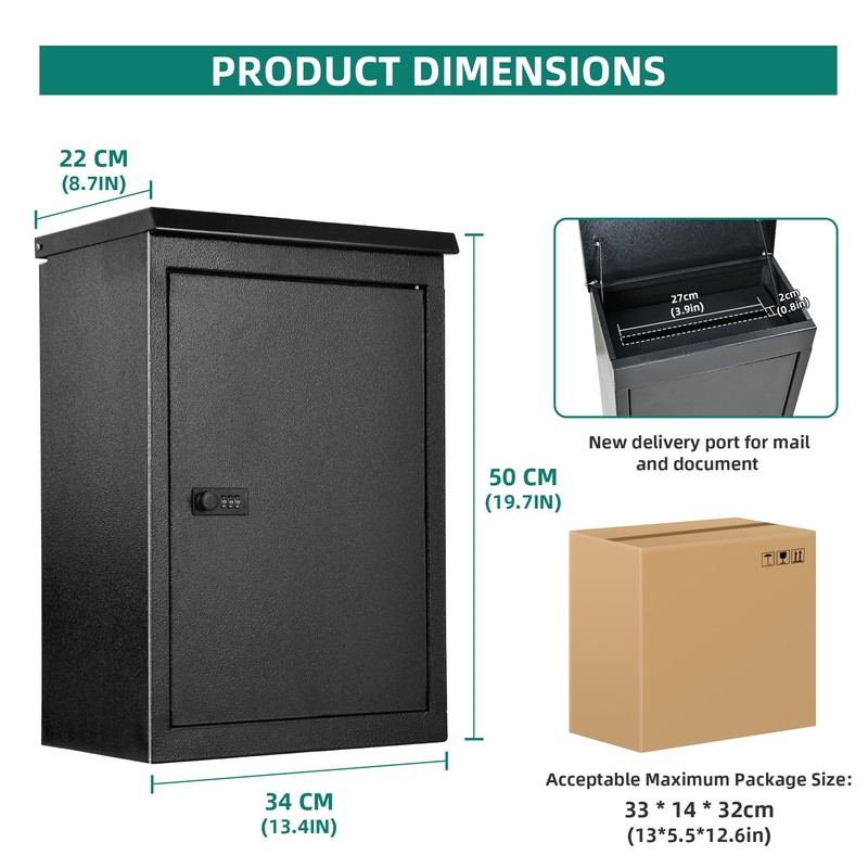 YITAHOME Outside Package Delivery Box, 19.7x13.4x8.7 inch Outside Package Drop