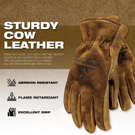 KameLo Premium Suede Leather Outdoor Camping Gloves Multipurpose Hand Protection for DIY, BBQ, Campfire, Camping Tents KC Certified (BEARS)