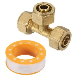uxcell Compressed Air Piping Tee Fitting, G1/2"(Tubing x Tubing x Tubing) 3-Way Connector, Tube Fitting for Tubing System