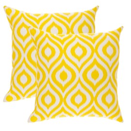 TreeWool®, Pack of 2 Decorative Cushion Covers, Ikat Ogee Design,100% Cotton