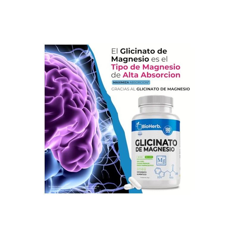 BioHerb® | Glicinato de Magnesio Quelado 500 mg con 180