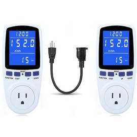 2 Pack Watt Meter Power Meter Plug Home Electricity Usage Monitor with 1 Cord, Electrical Usage Monitor Consumption, Energy Voltage Amps Kill Meter with Backlight, Overload Protection, 7 Modes Display