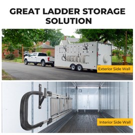 BougeRV Side Mount Trailer Ladder Rack, 4 Racks Heavy Duty Steel Ladder Racks with Bungee Cords Fit for Open and Enclosed Trailer Side Wall, Max 353 LBS Per Pair