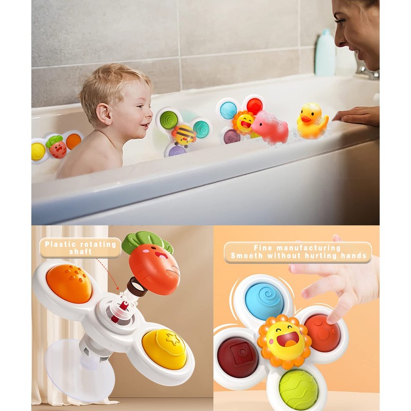 Bath Toys for Toddlers 1-3, Suction Cup Spinner Baby Toys