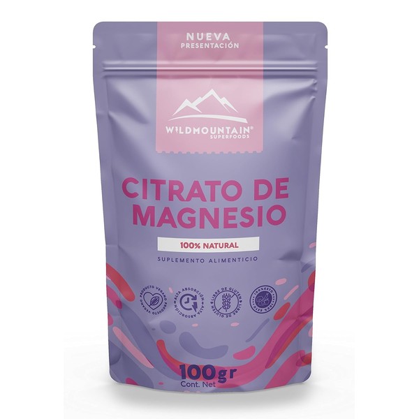 Wildmountain, Citrato de Magnesio Suplemento en Polvo 100 Vegano 100gr