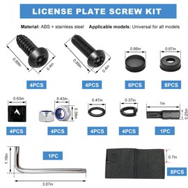 JUSTTOP Anti Theft License Plate Screws Kits, Stainless Steel Rust Resistant Car Plate Mounting Hardware, M6 (1/4") Tamper Proof Screws Nut Caps for License Plates, Car Accessories (Black)