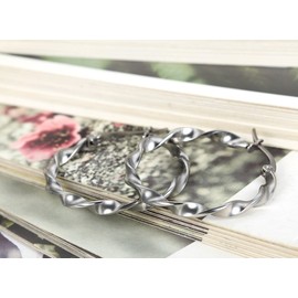 Flongo Stainless Steel Stud Earrings Hoop Earrings Huggie Earrings Silver Twisted Round Circle Polished Charm Elegant Ladies Diameter 30 35 40 mm, Stainless Steel, No Gemstone